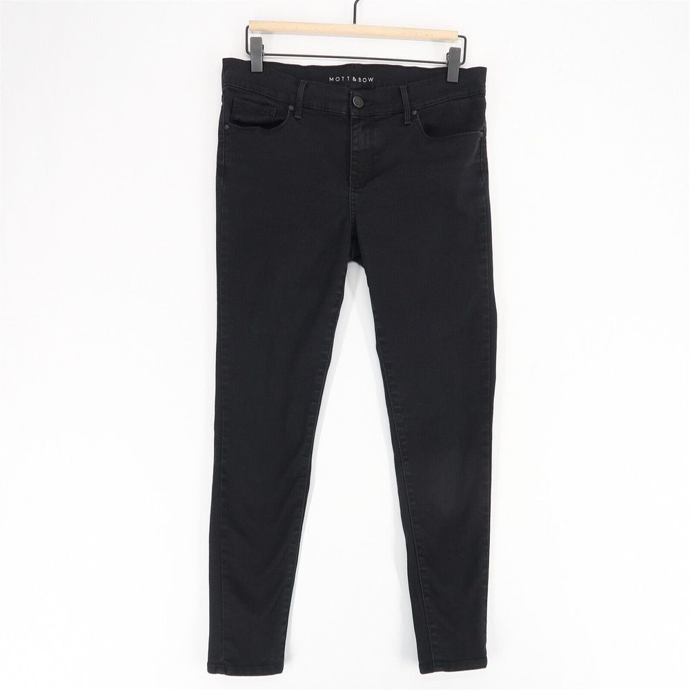 Mott & Bow Mid Rise Skinny Jeans Womens 29x28 Black Stretch
